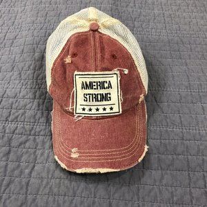 America Strong Patriotic Snapback Hat Faded Red Designed Distress Baseball Cap